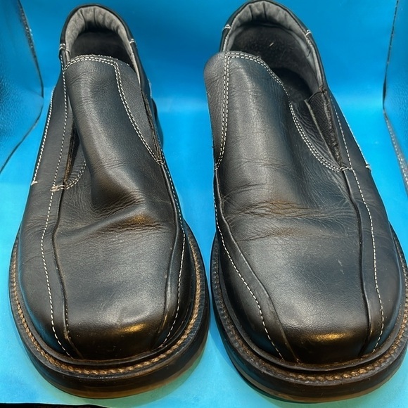 Sasson men’s black dress shoes size 8, white stitching - Picture 2 of 7